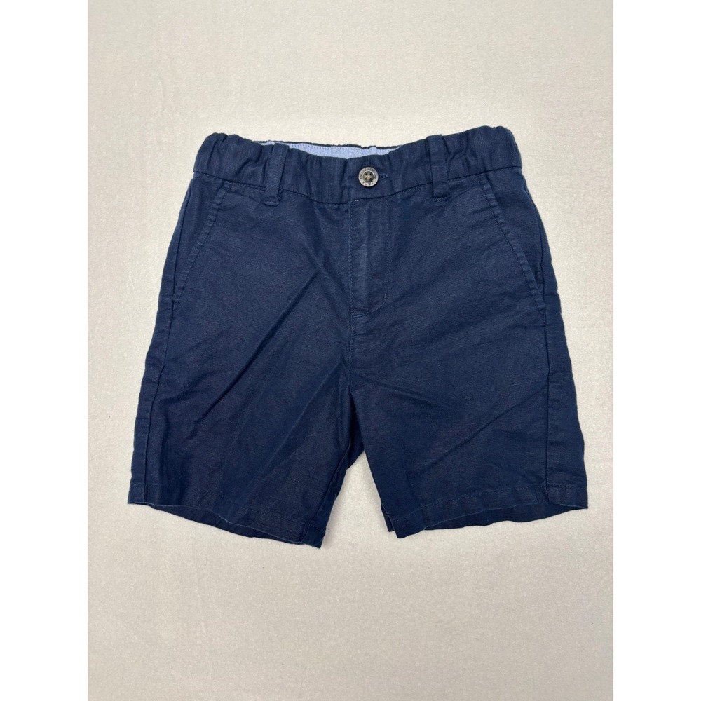 Classic Nautical Janie and Jack Boys Size 5 Navy Blue Linen Blend Chino Shorts